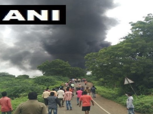 Visuals from the incident where an explosion took place in a chemical factory in Dhule district of Maharashtra on Saturday morning. Photo/ANI