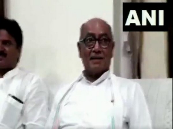 Congress leader Digvijaya Singh speaking to media persons in Bhind, Madhya Pradesh on Saturday. Photo/ANI
