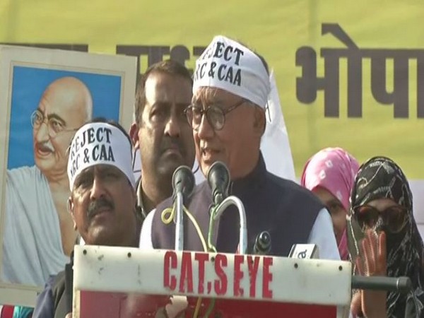 Congress leader Digvijaya Singh addressing a rally in Bhopal on Wednesday 