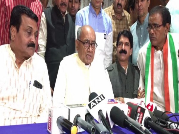 Congress leaders including Digvijaya Singh addressing a press conference in Indore, Madhya Pradesh on Wednesday. (Photo/ANI)
