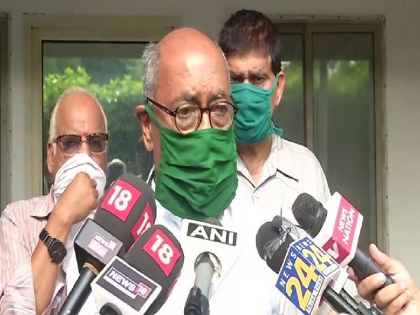 Congress leader Digvijaya Singh speaking to media on Thursday. 