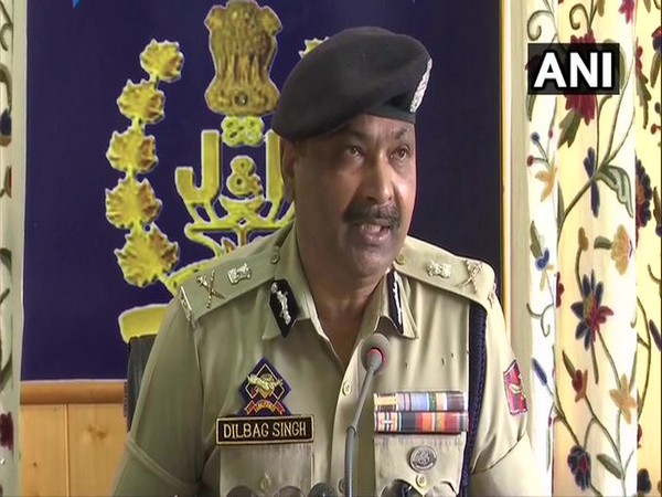 DGP Jammu and Kashmir Dilbagh Singh speaking at a press conference on Monday. 