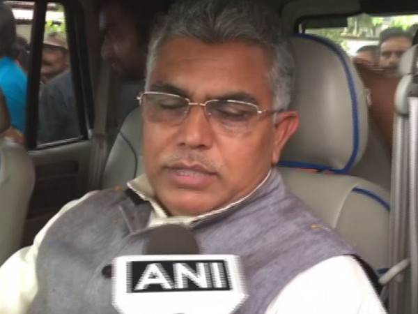 West Bengal BJP president Dilip Ghosh talking to ANI at Siliguri on Sunday. Photo/ANI 