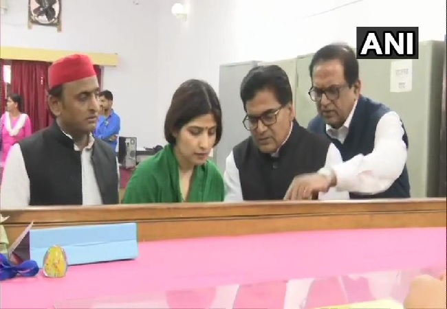 SP leader Dimple Yadav filing her nomination from Kannauj (Photo/ANI)