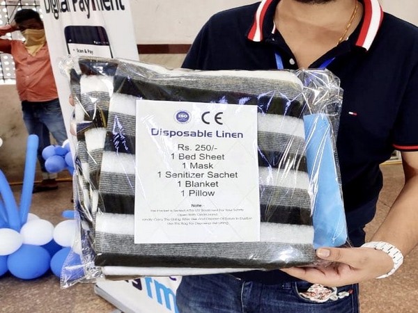 Pack of disposable linen available at the Patna junction kiosk. Photo/ANI