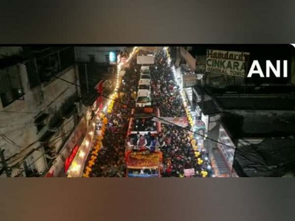 Visual from Amit Shah' roadshow in Bareilly (Photo/ ANI)