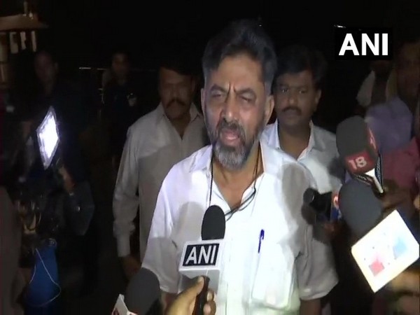 Congress leader DK Shivakumar speaking to the media in New Delhi on Thursday. Photo/ANI
