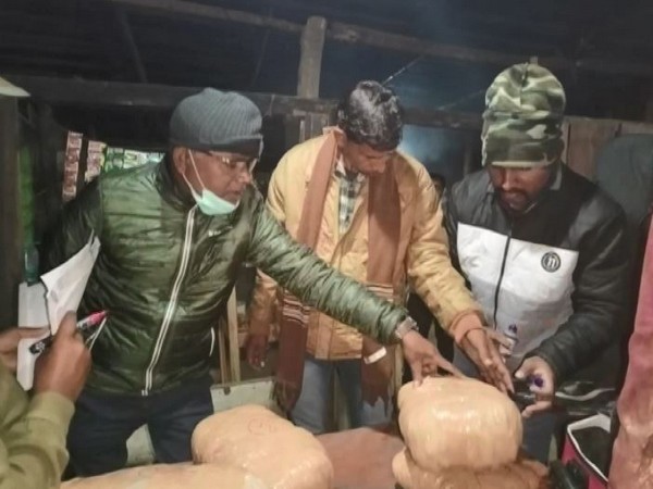 Police seizes 11 kg ganja on a passenger bus along Assam-Tripura border (Photo/ANI) 