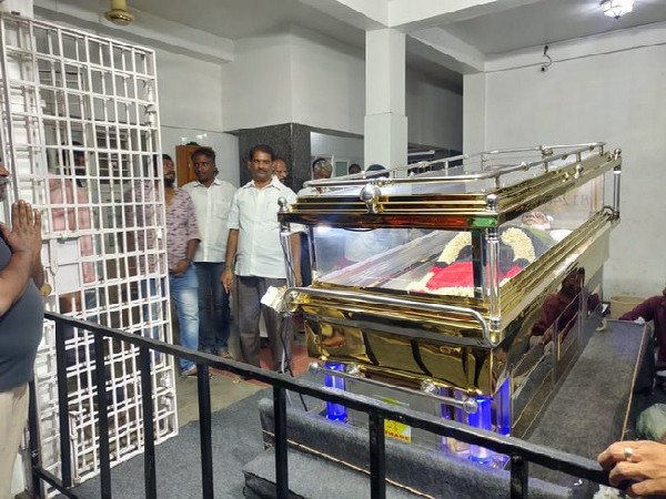 The mortal remains of DMK General Secretary K Anbazhagan kept at his residence in Kizhpakkam in Tamil Nadu on Saturday.