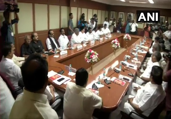 All party meeting of DMK and its allies in Chennai, Tamil Nadu on Friday. 
