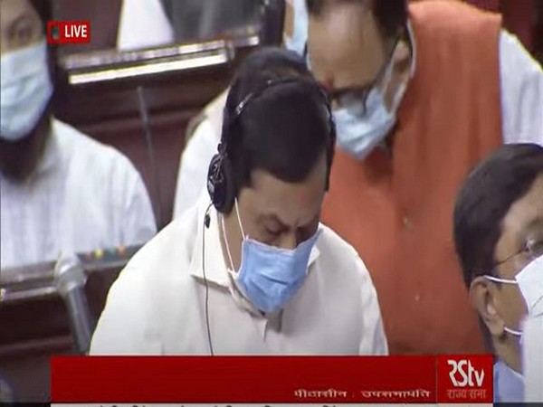 Union Minister of Ports, Shipping and Waterways Sarbananda Sonowal in Rajya Sabha (Photo/ANI) 