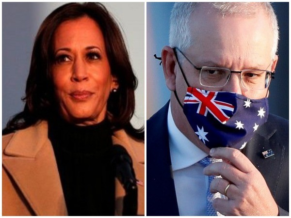 US Vice President Kamala Harris and Australian Prime Minister Scott Morrison