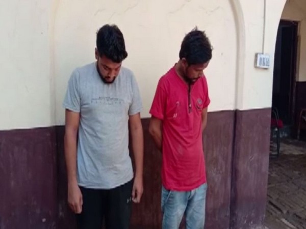 The two accused who allegedly thrashed Muslim couple on Alwar bus stop in Rajasthan on Saturday. Photo/ANI
