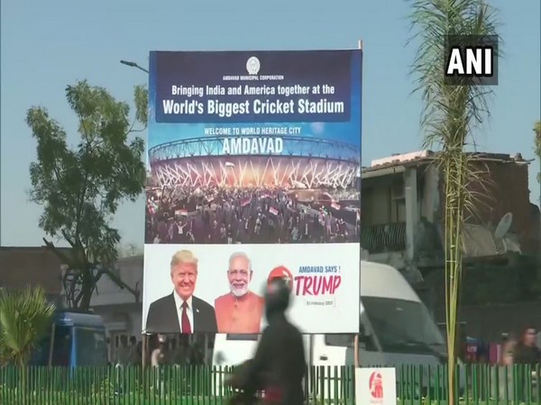 Hoardings put up in Ahmedabad ahead of Trump's visit. Photo/ANI