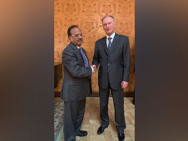 National Security Advisor (NSA) Ajit Doval (L) with Russian counterpart Nikolai Patrushev (R) in Moscow on Wednesday 