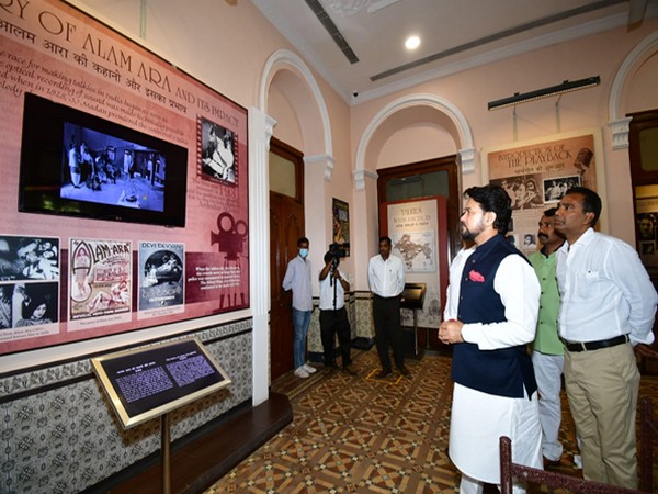 Union Minister Anurag Thakur on Wednesday visited the National Museum of Indian Cinema in Mumbai. (Photo/ANI)