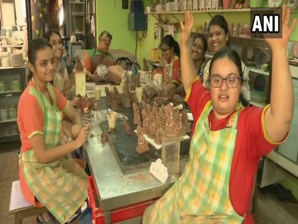 Girls with Down syndrome are making eco-friendly Ganesh idols in Maharashtra's Mumbai. Photo/ANI