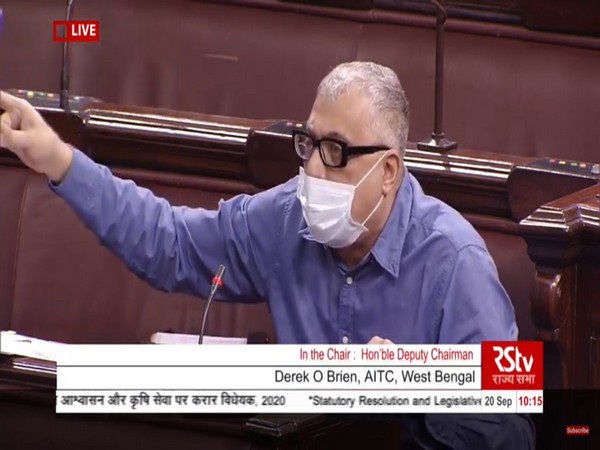 Trinamool Congress (TMC) MP Derek O'Brien in Rajya Sabha on Sunday. (Photo/ANI)