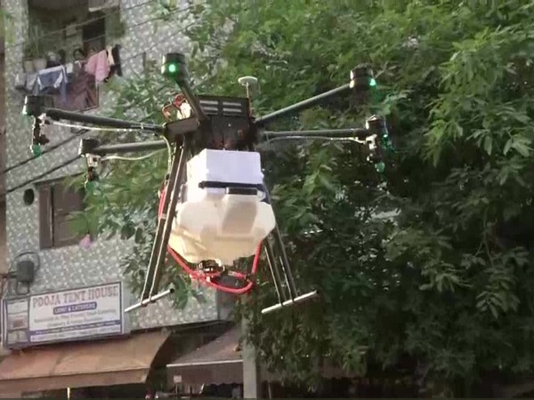 A corona combat drone in Delhi on Friday. Photo/ANI