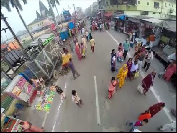 A grab from drone which is being used by Uttar Pradesh Police in Ayodhya.