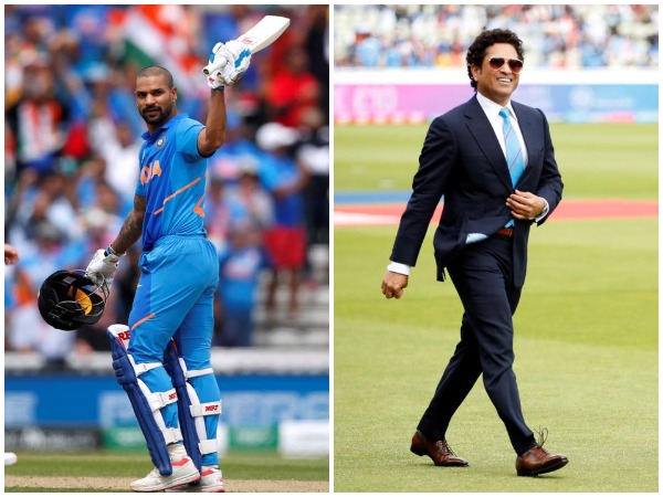 Shikhar Dhwan (L) and Sachin Tendulkar (R)