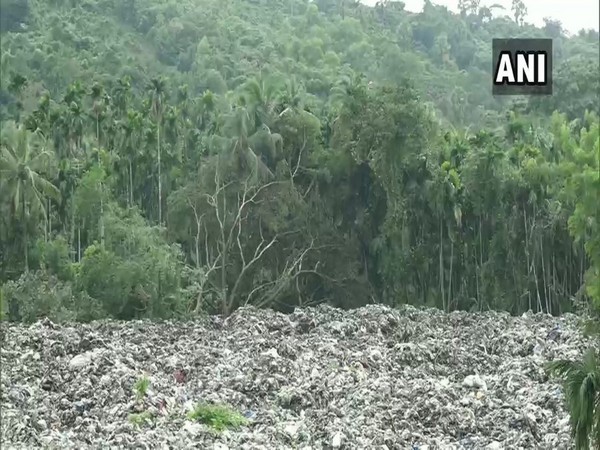 Pachanady dumping yard spills on to residential area in Mangalore. Photo/ANI