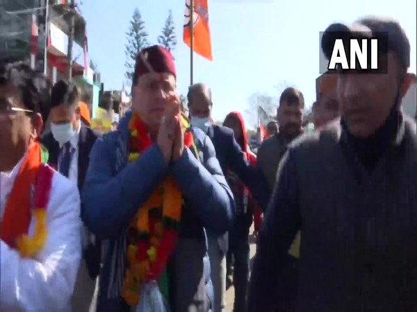 Uttarakhand Chief Minister Pushkar Singh Dhami in Tanakpur (Photo/ANI)