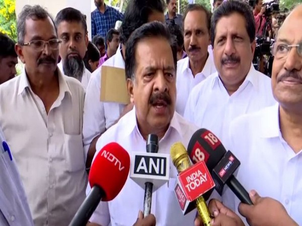 Opposition leader Ramesh Chennithala while talking to media persons on Sunday in Kerala's Thiruvananthapuram. Photo/ANI