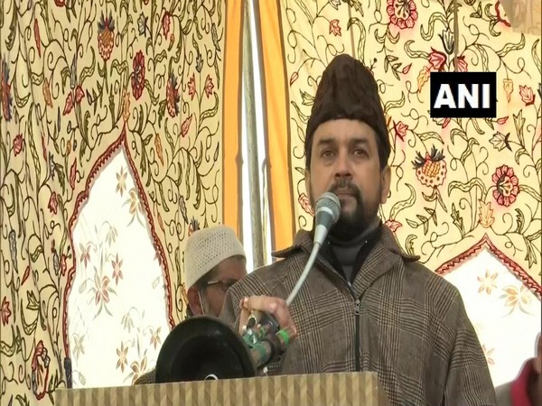 Union Minister of State (MoS) Anurag Thakur in Budgam. (Photo/ANI)