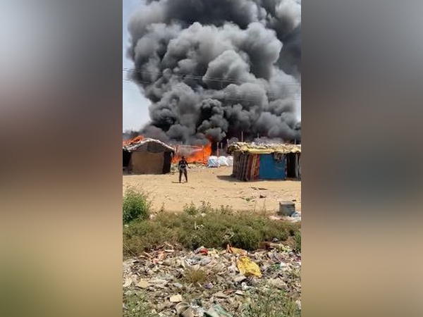 Fire breaks out in Gurugram's Naharpur Kasan village (Photo/ANI)