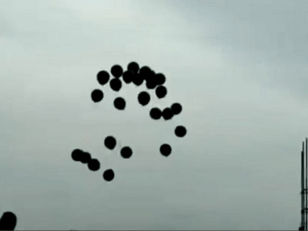 Visuals of black balloons from the spot (Photo/ANI)