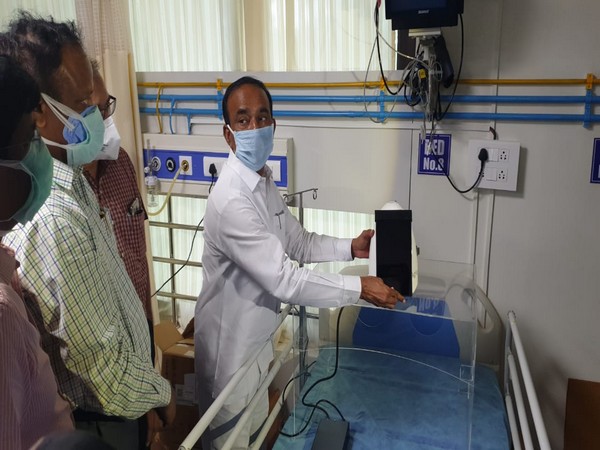 Telangana Health Minister Eatala Rajender at TIMS in Hyderabad on Wednesday. Photo/ANI