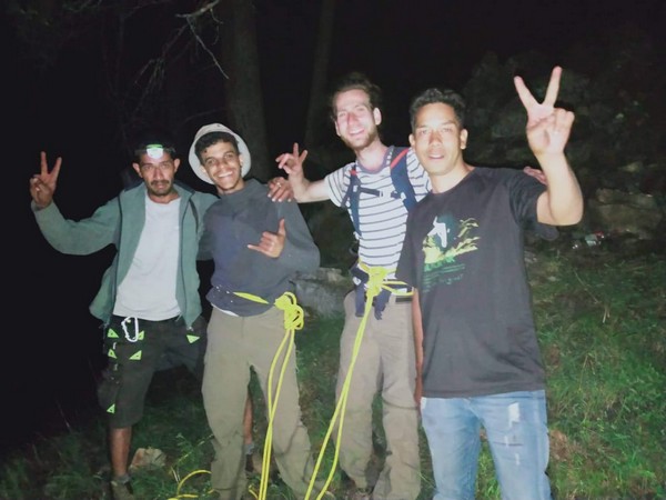 Israeli trekkers with their rescuers in Himachal valley