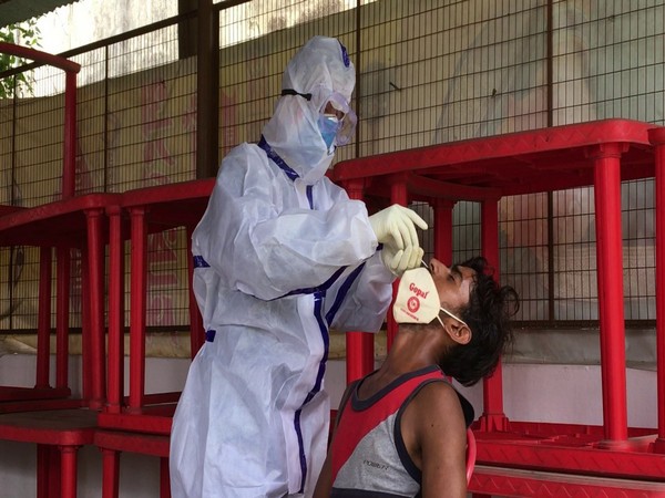 A man gets tested for COVID-19 in Agartala, Tripura.