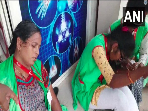 Women workers fell ill after gas leak at a laboratory in Vishakhapatnam on Friday [Photo/ANI]