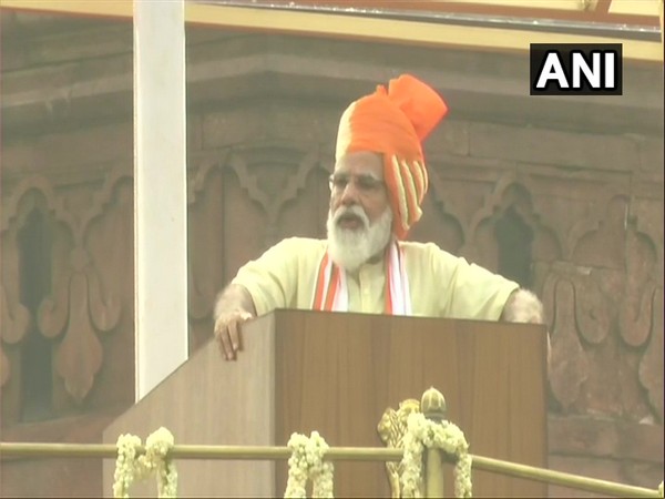 Prime Minister Narendra Modi while addressing the nation from the Red Fort. (Photo/ANI)