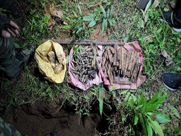Huge cache of arms, ammunition and explosives was recovered in Meghalaya's East Garo Hills (Photo/ANI)