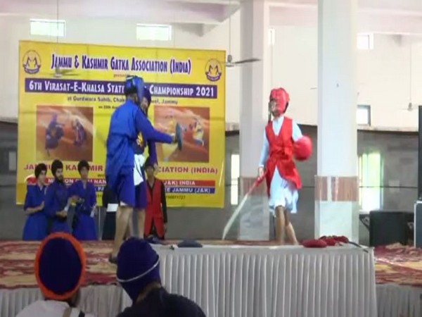 Visuals from Gurudwara where youngsters took part in Gatka competition. (Photo/ANI)