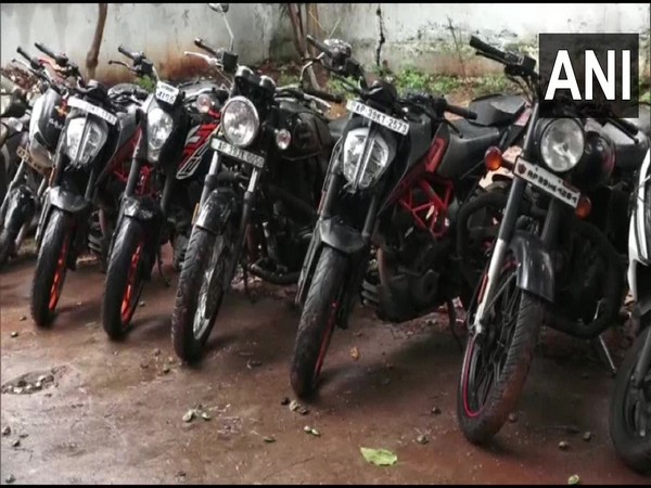 Seized bikes with the Visakhapatnam Police.