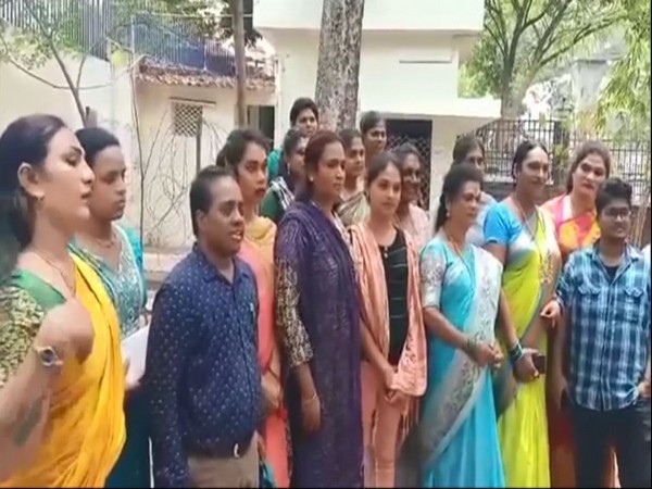 The transgender group in Hyderabad DGP office on Wednesday. (ANI/photo)