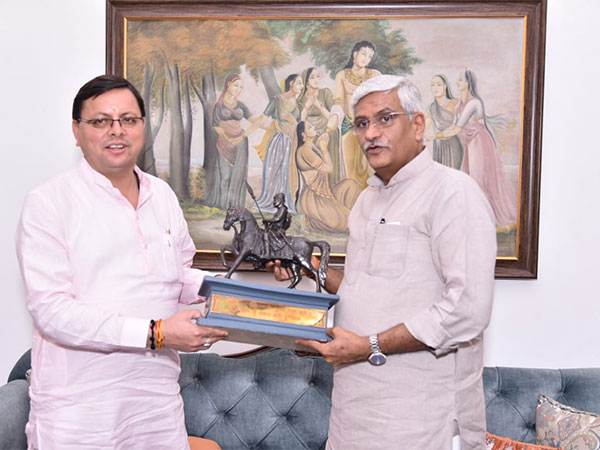Uttarakhand CM Pushkar Singh Dhami meets Jal Shakti Minister Gajendra Singh Shekhawat in Delhi. 