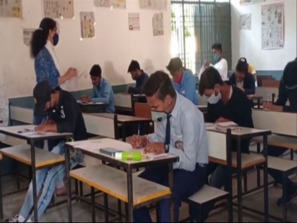 Students appearing for the improvement exams at Government Inter College, Moradabad. Uttar Pradesh. (Photo/ANI)