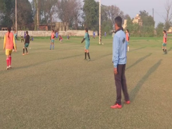 Visuals of the youth playing football at Youth Football Club in Punjab's Rurka Kalan village (Photo:ANI)