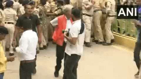 BJYM-BJP protest at CM Baghel's residence in Chhattisgarh (Photo/ANI)