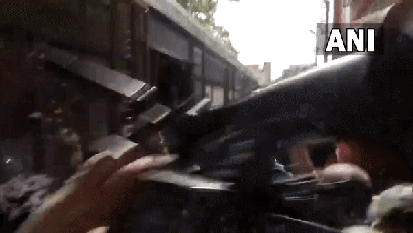 Visual outside T Raja Singh's residence during his arrest (Photo/ANI)