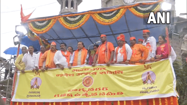 Visuals from Assam CM Himanta Biswa Sarma's programme in Hyderabad (Photo/ANI)