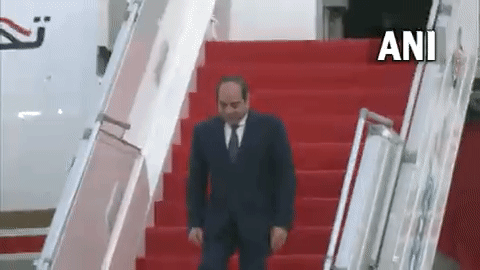 Egyptian President Abdel Fattah El-Sisi arrives New Delhi (Photo/ANI)
