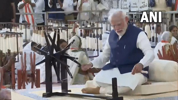 Prime Minister Narendra Modi at Khadi Utsav in Ahmedabad (Photo/ANI)