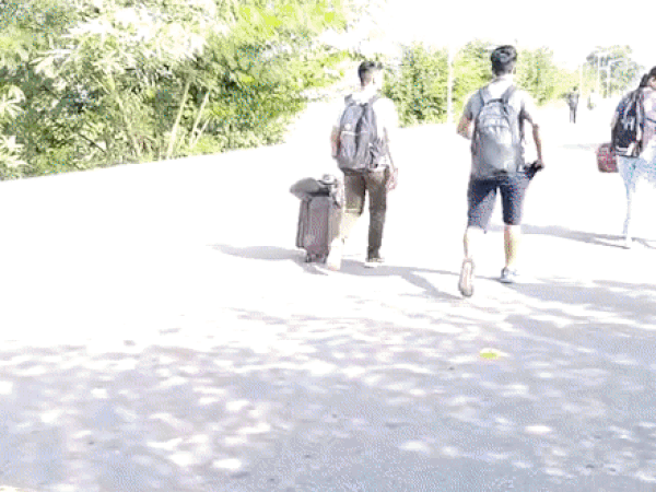 Visual of students leaving from Chandigarh University (Photo/ANI)