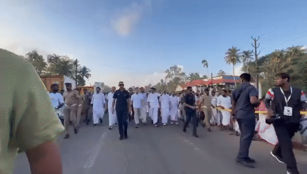 Visuals of Congress' Bharat Jodo Yatra in Kollam (Photo/ANI)